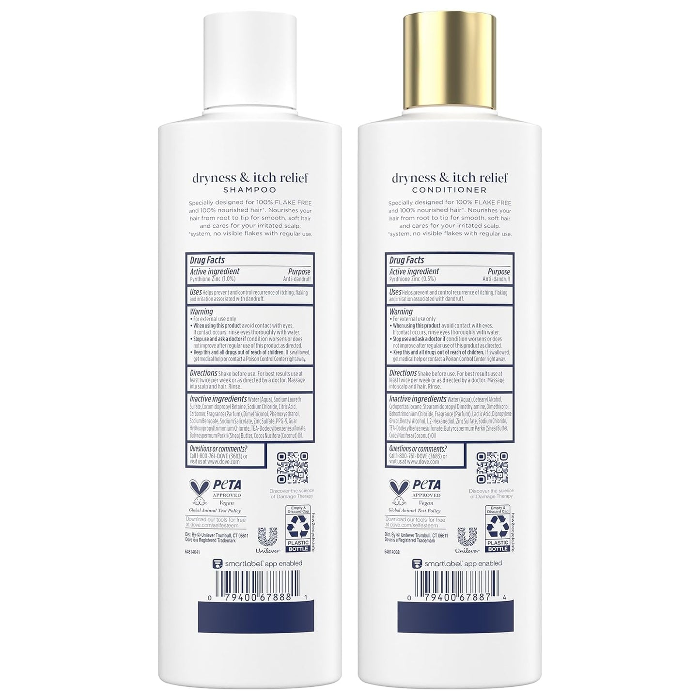 Dove DermaCare Scalp Shampoo & Conditioner Set – Anti-Dandruff, Itch Relief with Pyrithione Zinc – Hydrating & Smoothing Hair Care, 12 oz Each, 2 Pack