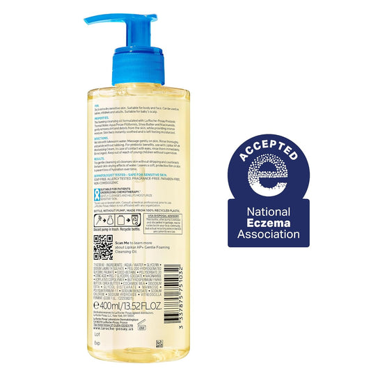 La Roche-Posay Lipikar AP+ Gentle Foaming Cleansing Oil | 24-Hour Hydration, Baby Safe, Fragrance-Free