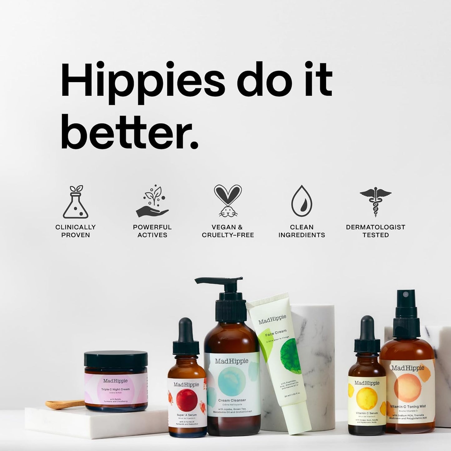 Mad Hippie Vitamin C Toning Mist – Brightening & Hydrating Facial Spray with Tremella Mushroom, Sodium PCA & Polyglutamic Acid – Vegan, Cruelty-Free Toner – 4 oz