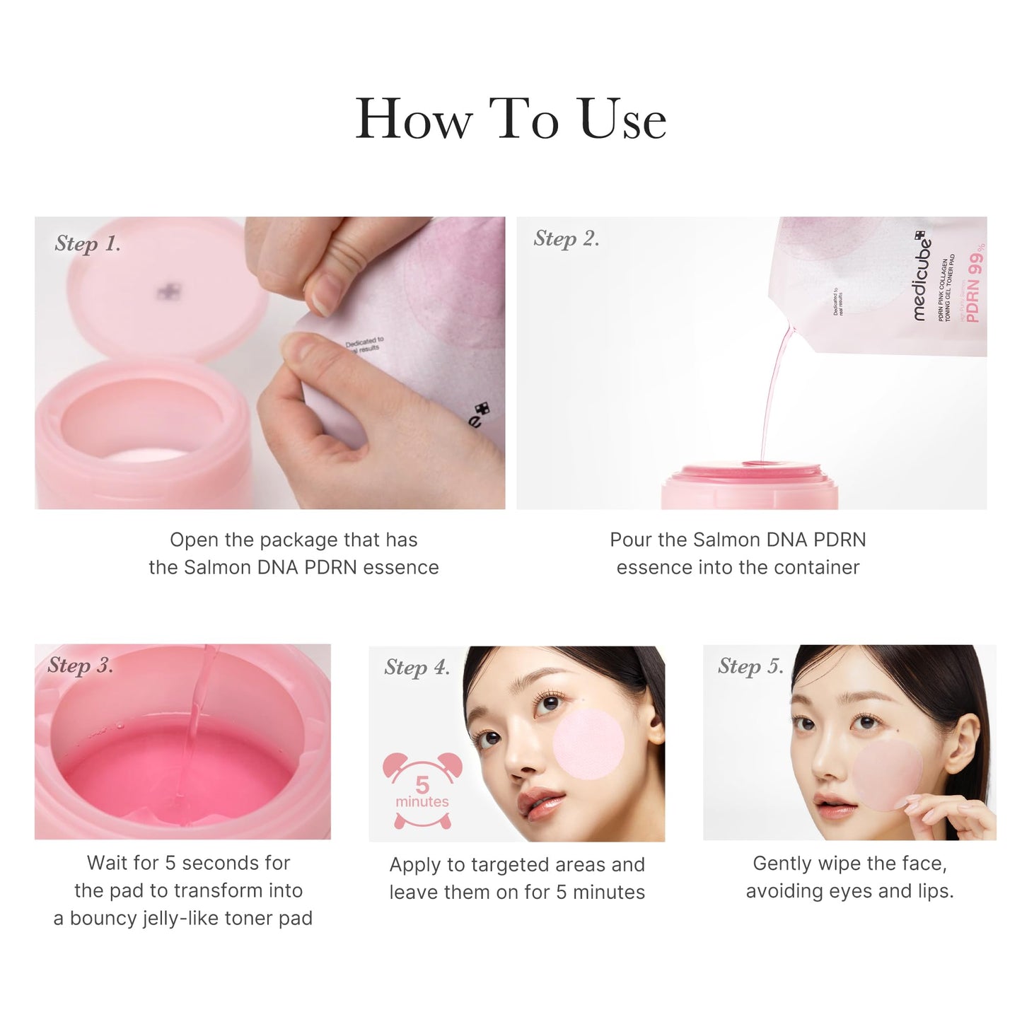 Medicube Salmon DNA PDRN Pink Collagen Jelly Pad – Korean Gel Toner Pads with Niacinamide, Retinol & Madecassoside for Radiance, Soothing & Uneven Skin Tone (70 Pads)
