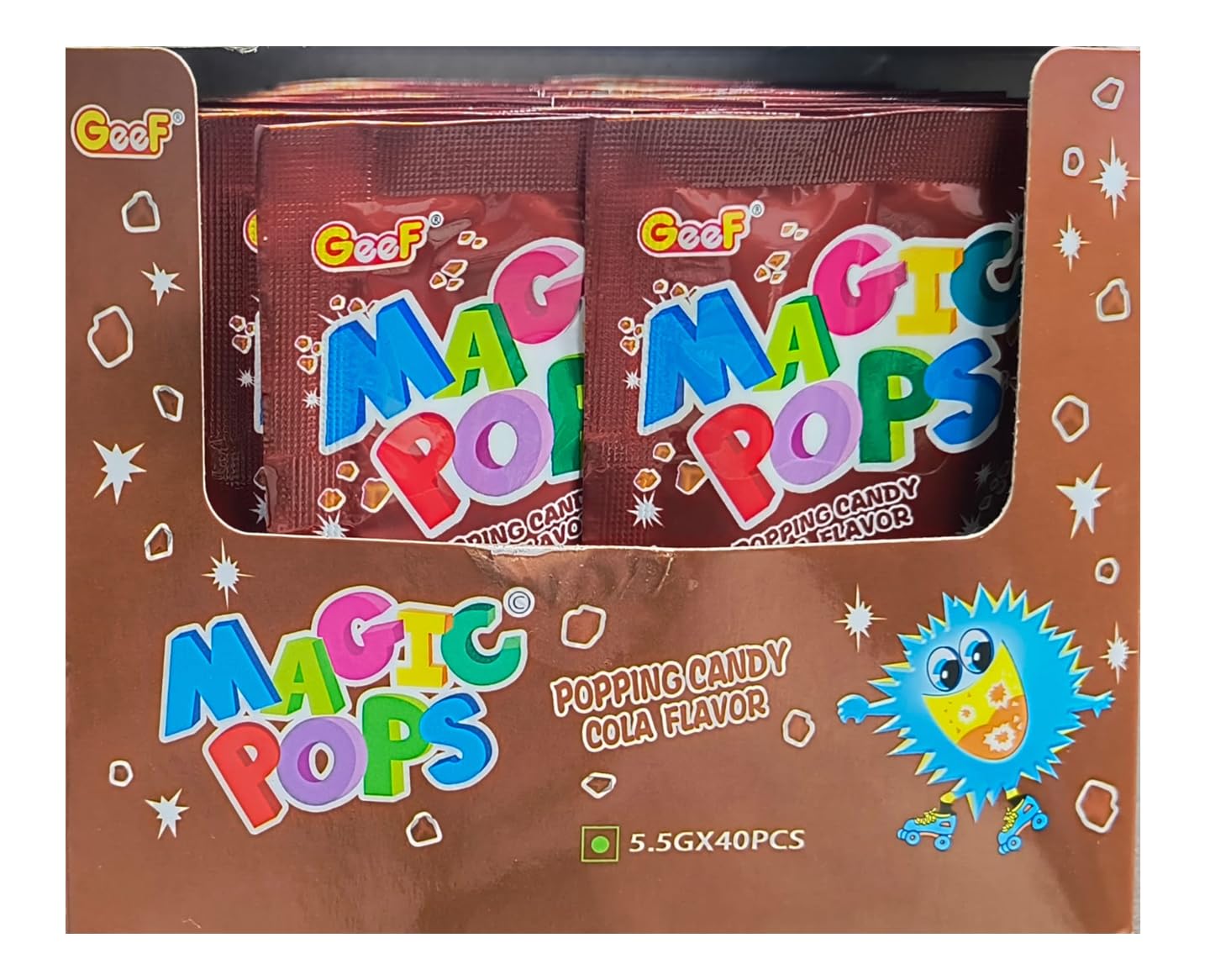 Magic Pops Popping Candy Cola Flavor – Crackling Fizzy Fun Party Pack | 40 Sachets x 5.5g (220g, Imported)