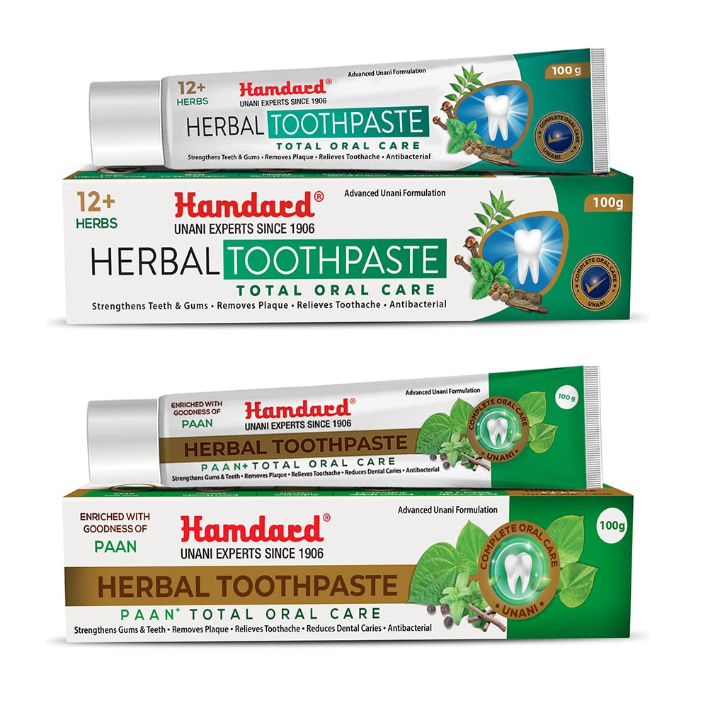 HAMDARD Herbal & Paan + Total Oral Care Germ Protection Antibacterial Toothpaste (100gm*2) - Combo of 2