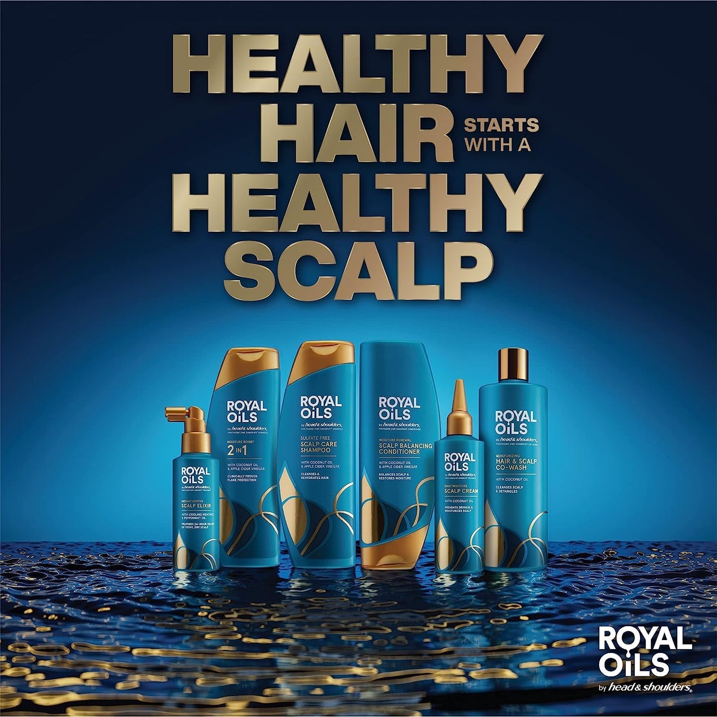 Head & Shoulders Royal Oils Sulfate-Free Shampoo & Conditioner Set | Anti-Dandruff Relief & Scalp Hydration for Curly & Coily Hair | Coconut Oil + Apple Cider Vinegar