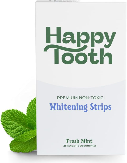 Happy Tooth Natural Teeth Whitening Kit – Sensitive & Enamel-Safe Strips, 14-Day Treatment