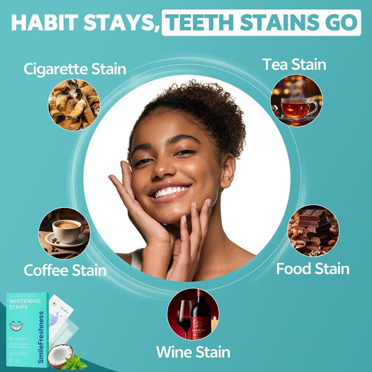 SmileFreshness Teeth Whitening Strips Kit (14 Treatments, 28 Strips) – Clinically Proven, Enamel-Safe, Reduced Sensitivity, Coconut-Infused Whitening