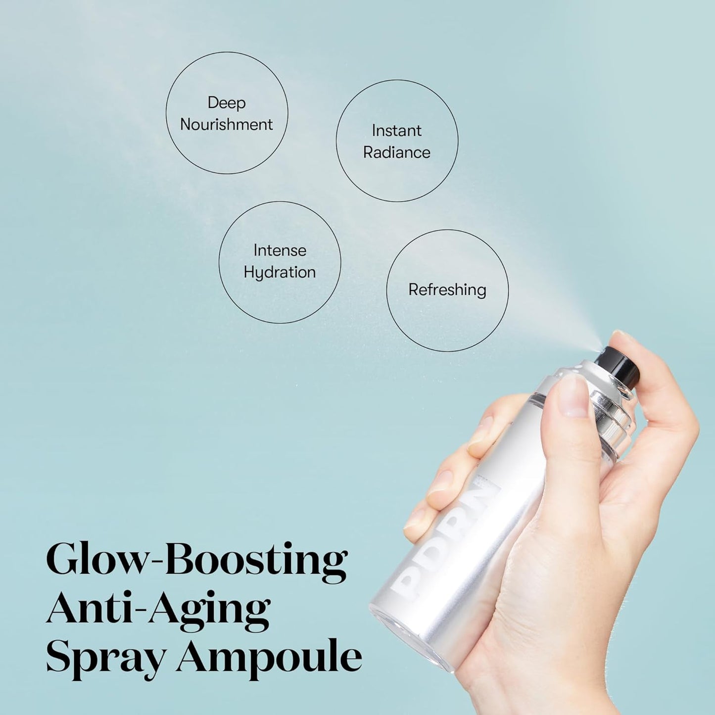 VT COSMETICS PDRN Glow Ampoule Mist – Deep Hydration Facial Spray Serum with Vegan PDRN, Ceramides & Panthenol – Lightweight, Plumping Korean Skincare – 3.38 fl oz