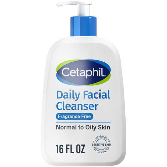 Cetaphil Daily Facial Cleanser – Fragrance-Free Face Wash for Sensitive Skin, 16 Oz