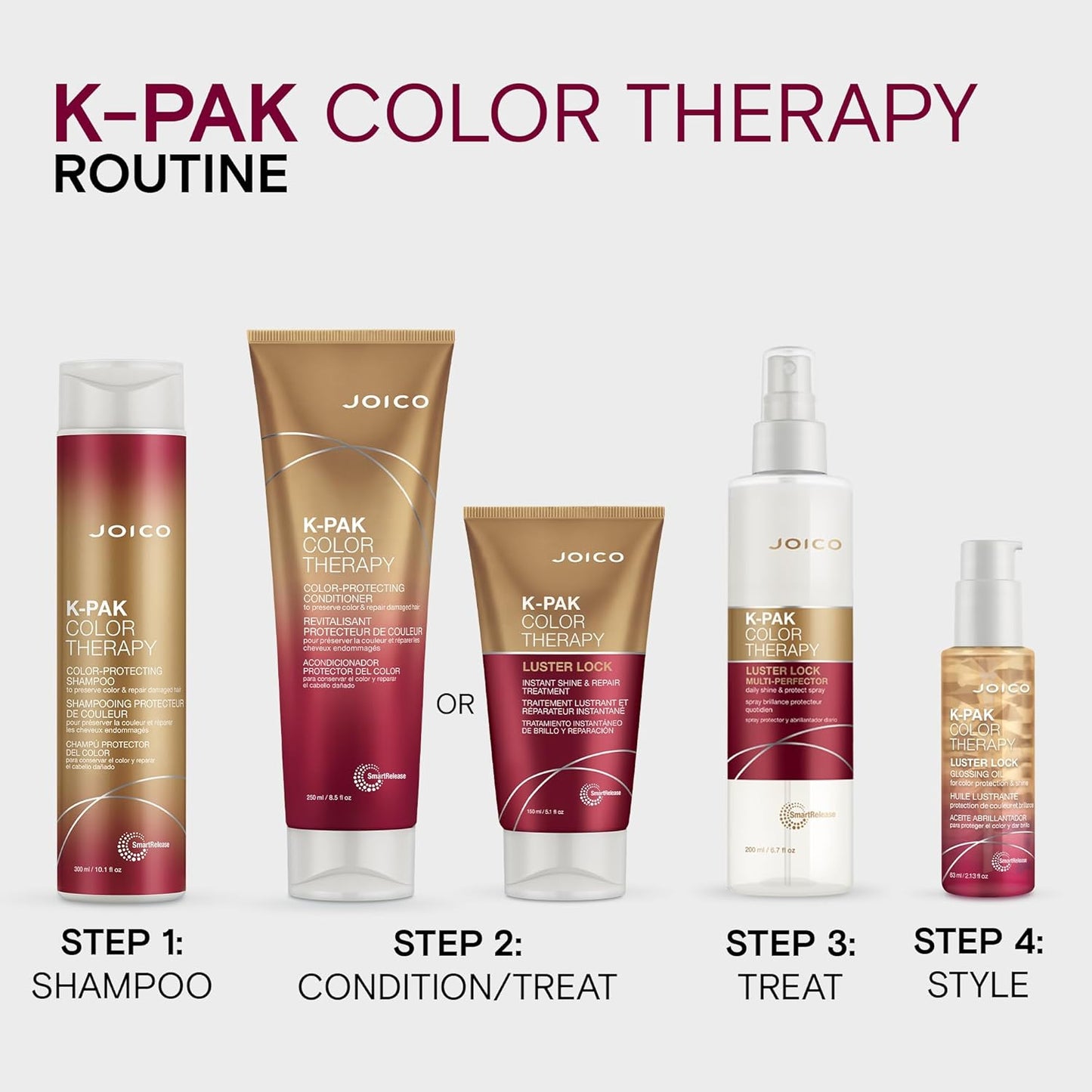 Joico K-PAK Color Therapy Luster Lock – Instant Shine & Repair Treatment for Color-Treated Hair with Keratin & Argan Oil – Sulfate-Free