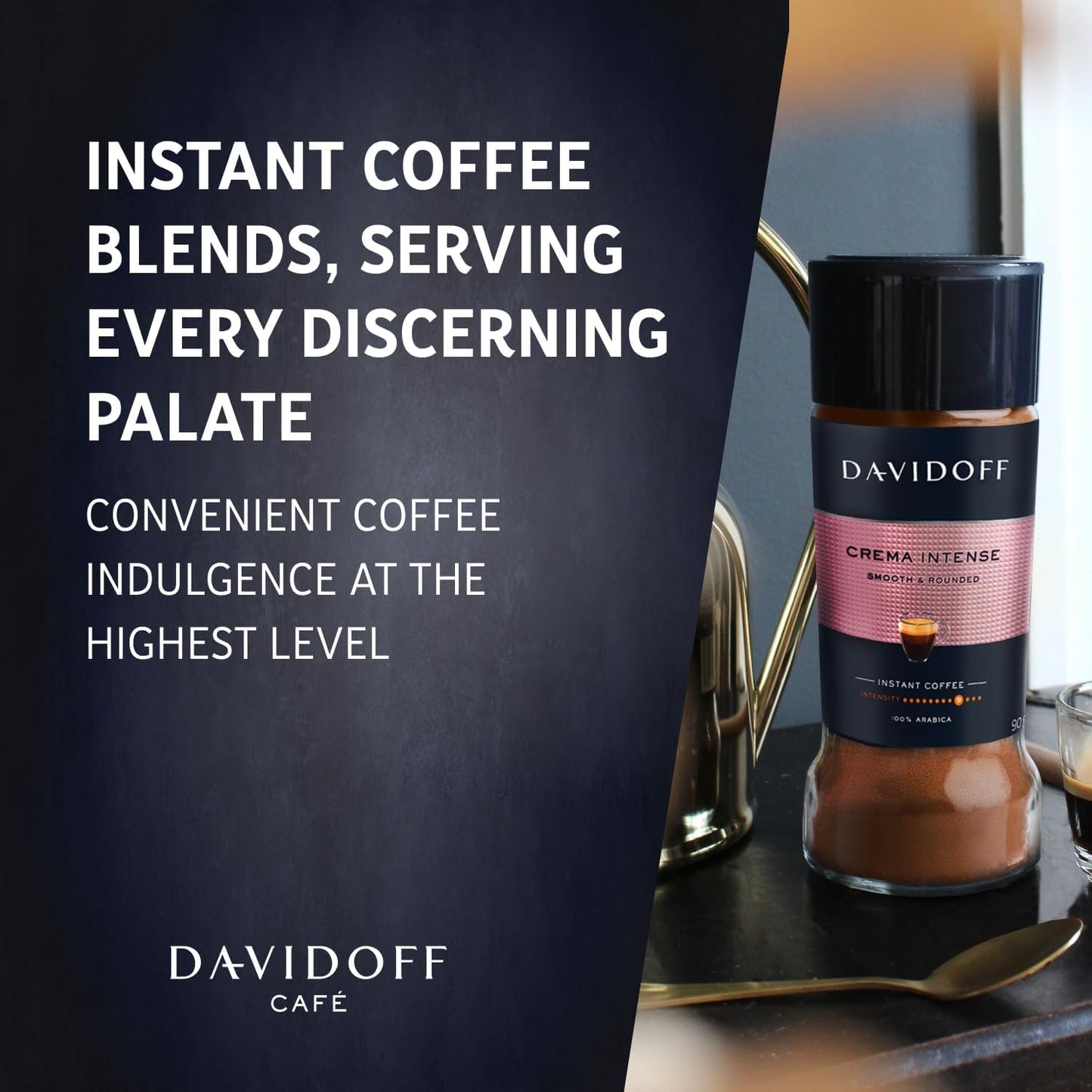 Davidoff Crema Intense Instant Coffee – 100% Arabica, Smooth & Rounded Flavor, Medium Dark Roast, 90g (Imported from Germany)