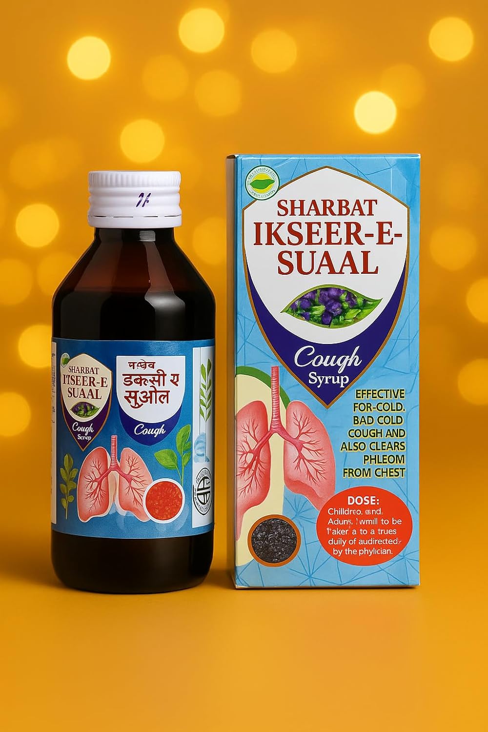 Sadar Dawakhana Sharbat Ikseer Suaal (200ml × 2) with Rose Water | Unani Herbal Cough & Cold Relief Syrup