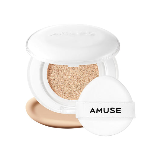 Amuse Seoul Ceramic Cushion Foundation – Semi-Matte, Long-Lasting, Lightweight, Flawless Vegan Korean Makeup (15g | 03 Honey)