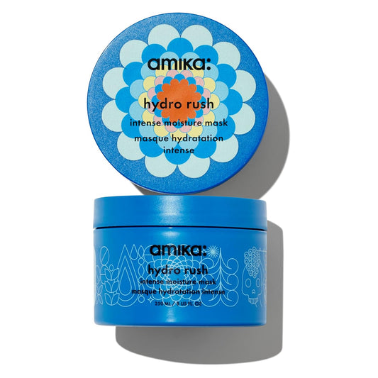 Amika Hydro Rush Intense Moisture Mask with Hyaluronic Acid & Squalane – Deep Hydration for Dry Hair – 10.56 oz
