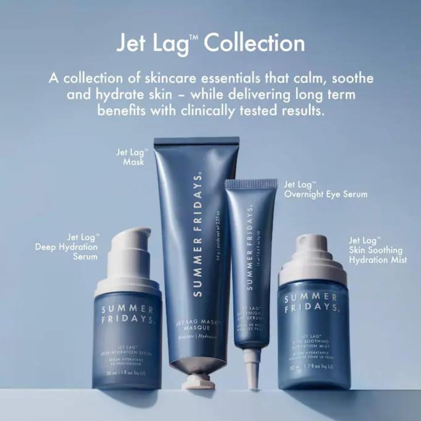 Summer Fridays Jet Lag Hydrating Face Mist – Ultra-Fine Soothing Spray with Antioxidants, Ceramides & Squalane for Barrier Support & Glowing Skin – 1.7 fl oz