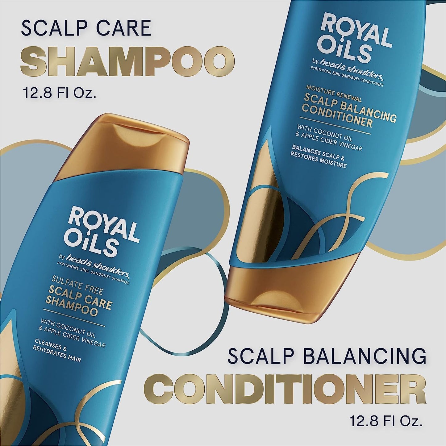 Head & Shoulders Royal Oils Sulfate-Free Shampoo & Conditioner Set | Anti-Dandruff Relief & Scalp Hydration for Curly & Coily Hair | Coconut Oil + Apple Cider Vinegar