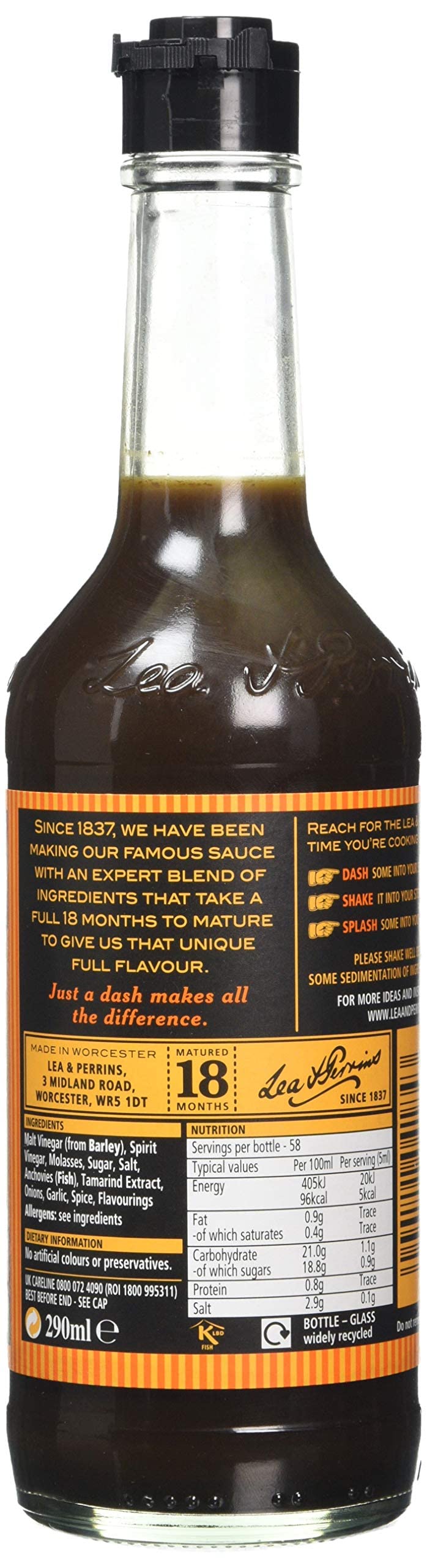 Lea & Perrins Worcestershire Sauce Bottle, 290 g
