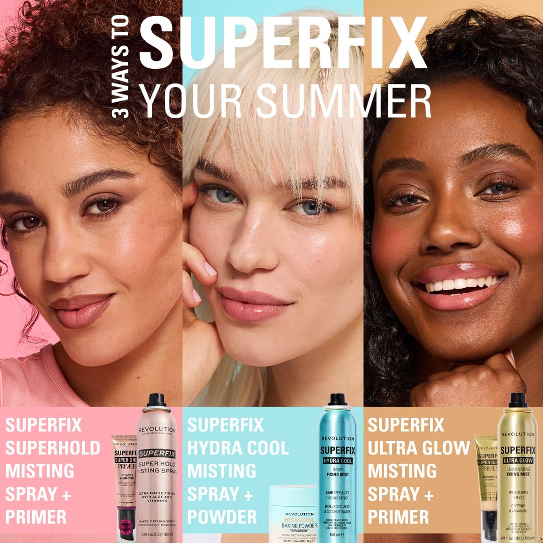 Revolution Superfix Makeup Setting Spray – Ultra-Matte, Long-Lasting Mist with Aloe & Vitamin E – Shine-Free, Vegan, Lightweight Fixer 5.07 fl oz