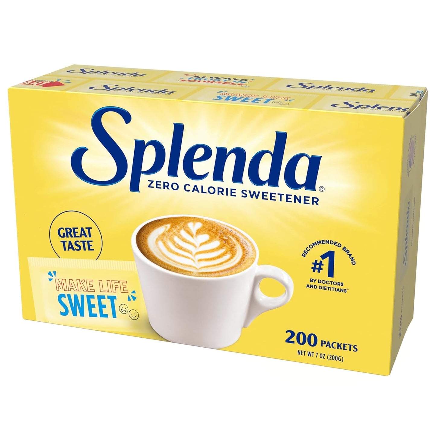 Splenda No Calorie Sweetener – 200 Packets Sugar Substitute (Gluten-Free, USA Import)