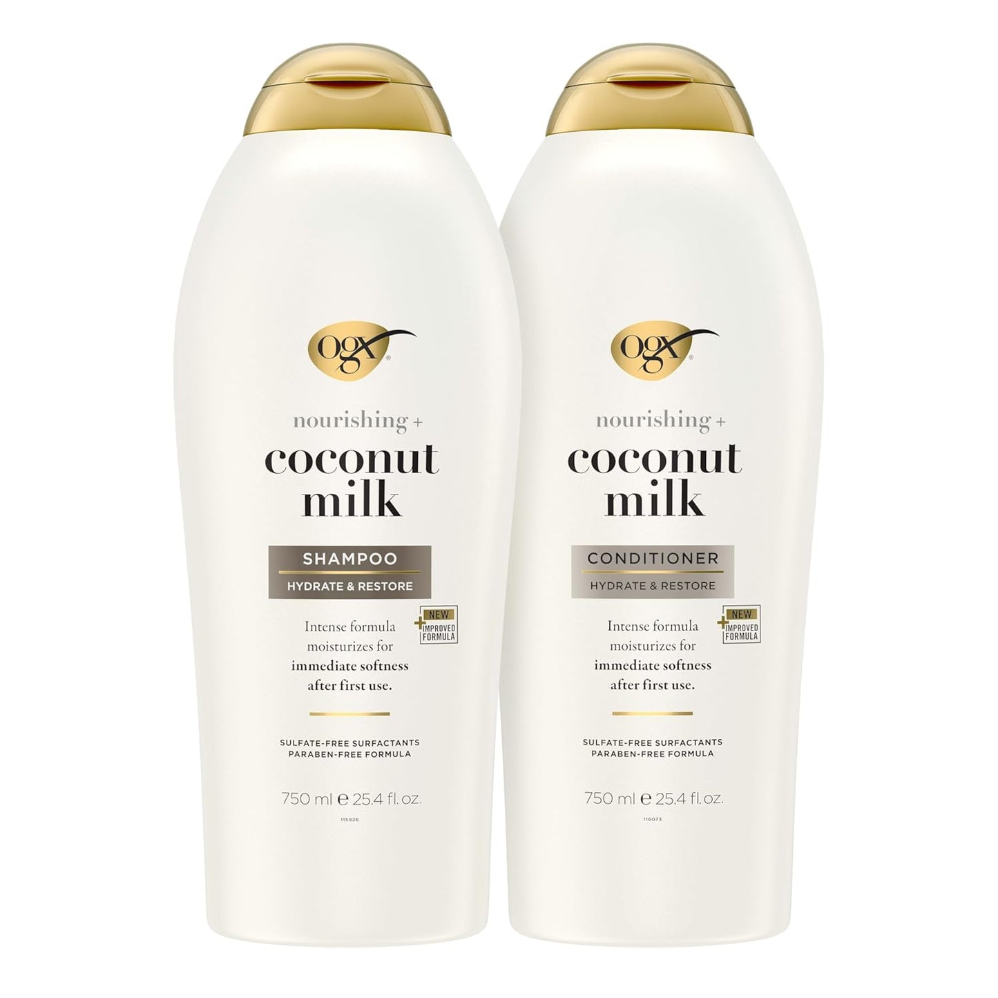 OGX Nourishing + Coconut Milk Shampoo & Conditioner Set – Hydrating, Strengthening & Sulfate-Free Hair Care for All Hair Types, 25.4 fl oz x 2
