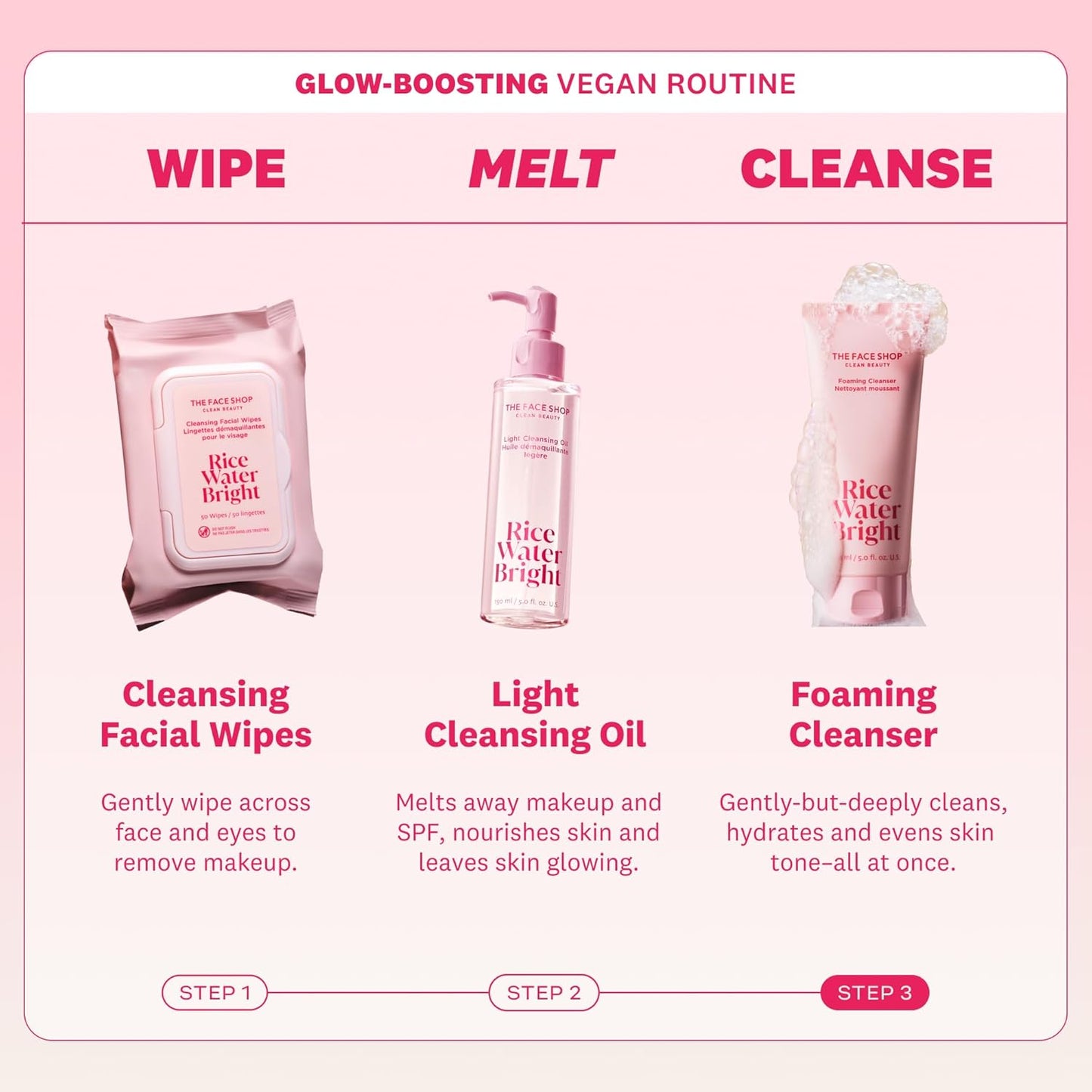 The Face Shop Rice Water Bright Foaming Facial Cleanser | Hydrating, Vegan & Gentle Korean Skincare