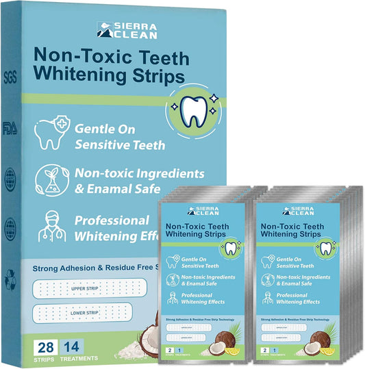 Sierra Clean Teeth Whitening Strips – 14-Day Kit (28 Strips) | Enamel-Safe, Peroxide-Free, Dentist Recommended for Sensitive Teeth