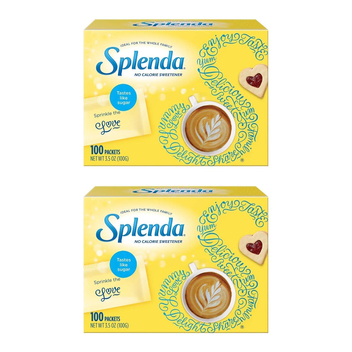 Splenda Sugar Free Sweetener Sachets – 100 Sachets Each (Pack of 2) | Zero Calorie Sugar Substitute for Diabetics & Diets
