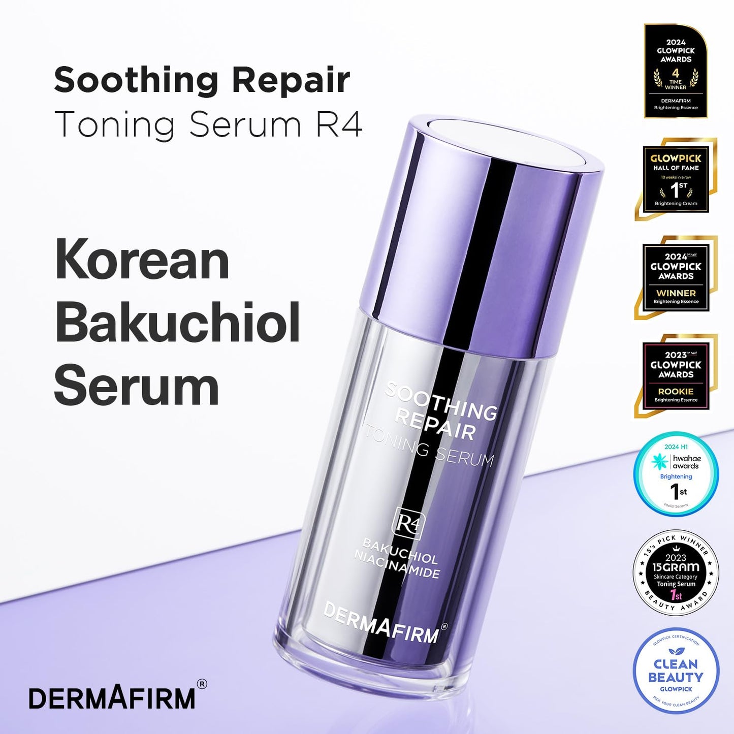 DERMAFIRM Bakuchiol Retinol Serum R4 with Niacinamide & Peptides – Anti-Aging, Soothing & Repairing Korean Face Serum for Glass Skin (30ml)