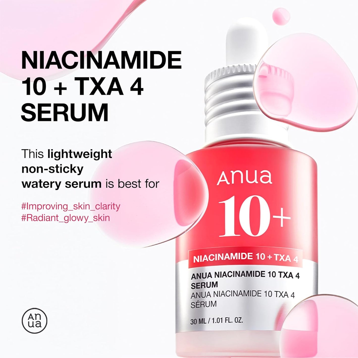 Anua 3-Step Glass Skin Beginner Set | Double Cleansing & TXA Serum with Niacinamide | Korean Skincare for Radiant, Clear & Smooth Complexion