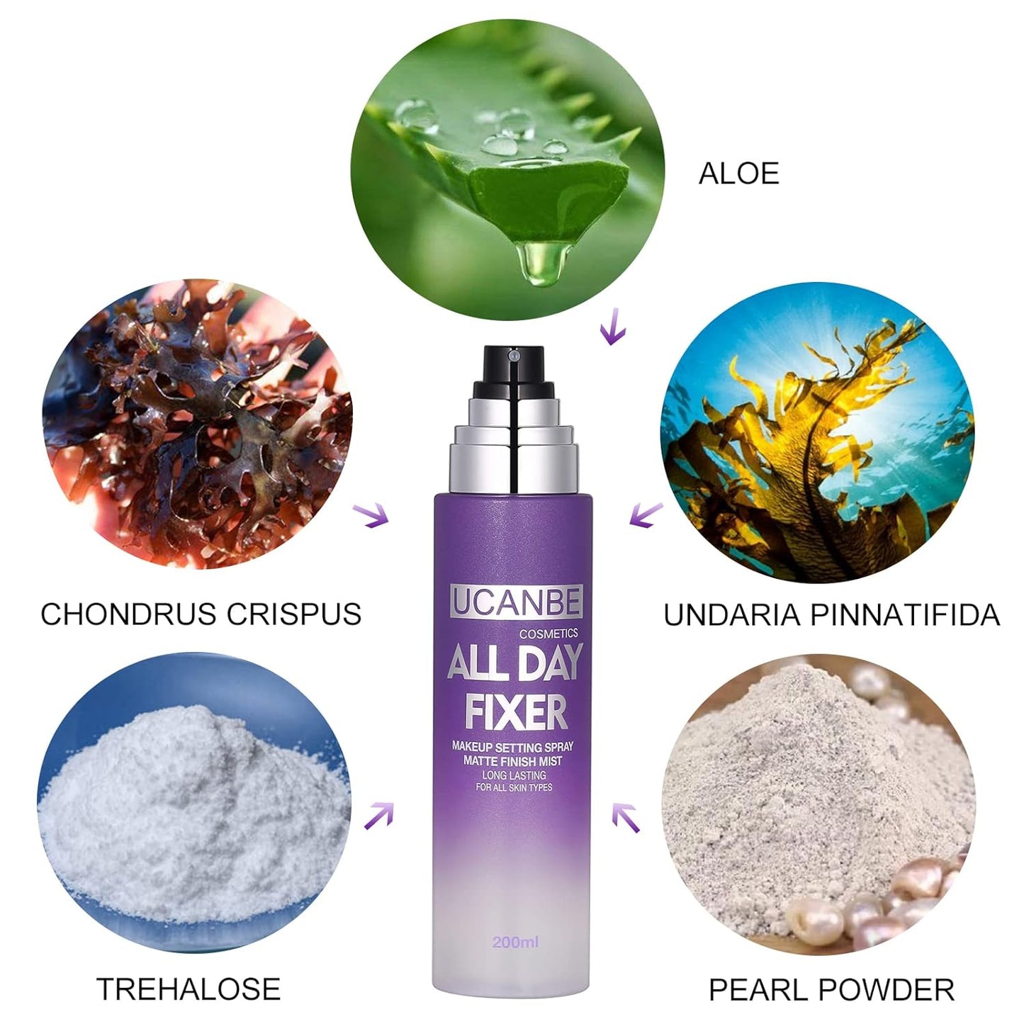 UCANBE Makeup Setting Spray – Long Lasting Matte Face Mist, Oil Control & Hydrating Finishing Spray with Aloe, 6.7 fl oz