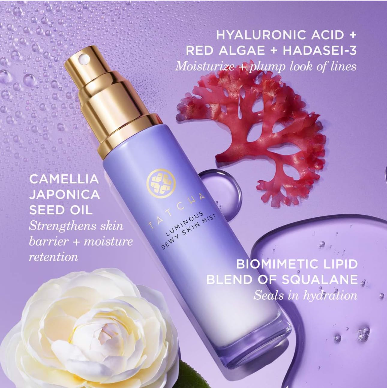 Tatcha Luminous Dewy Skin Mist – Hydrating Facial Spray with Hyaluronic Acid, 2-in-1 Moisturizer & Finishing Mist for a Radiant Glow, 1.35 oz