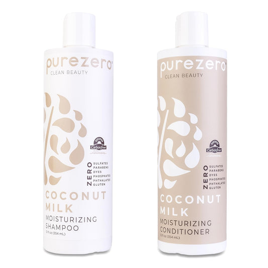 Purezero Coconut Milk Shampoo & Conditioner Set – Vegan, Sulfate-Free, Hydrating & Anti-Frizz Hair Care