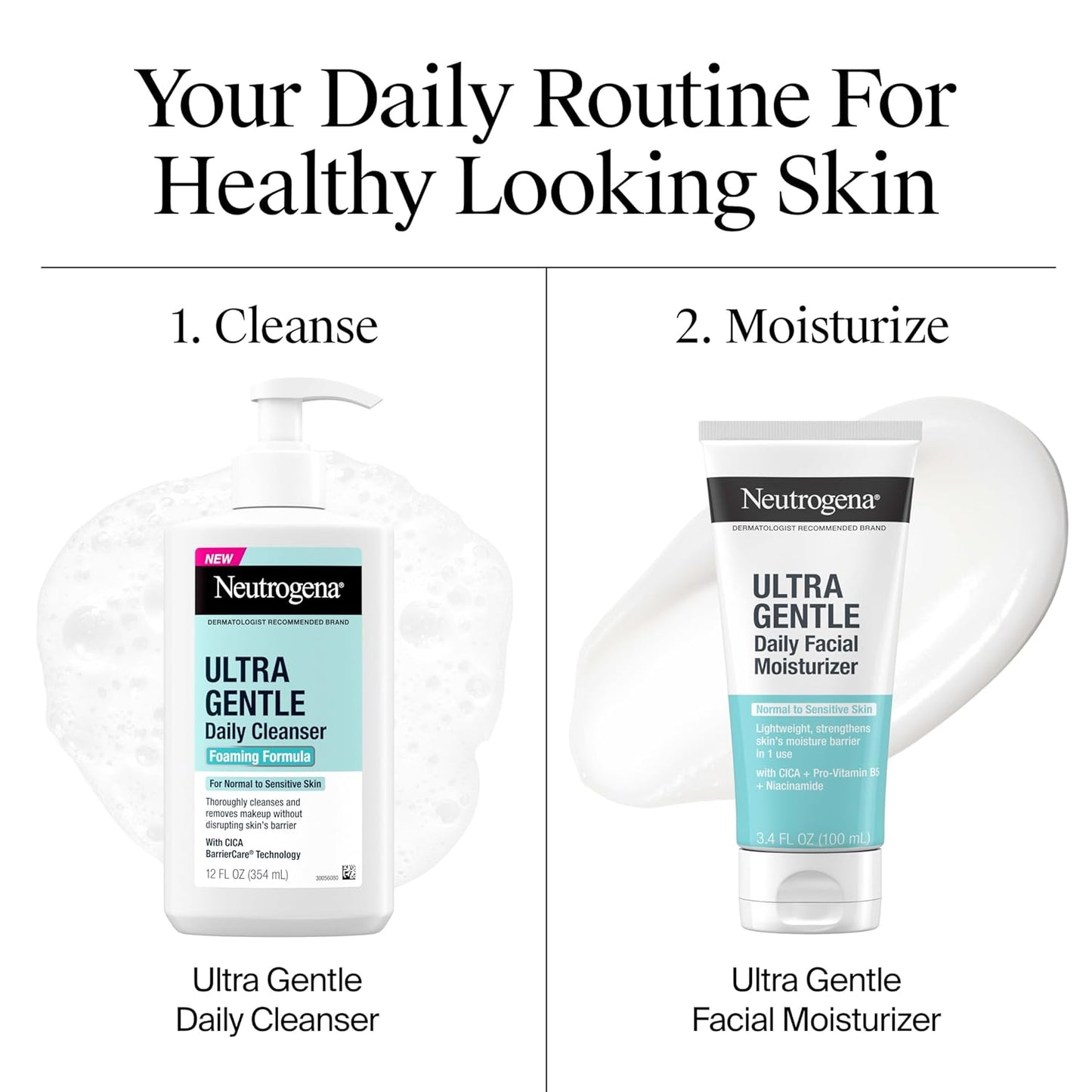 Neutrogena Ultra Gentle Foaming Facial Cleanser – Fragrance-Free, Hydrating Face Wash for Sensitive Skin, Daily Makeup Remover, 16 fl. oz