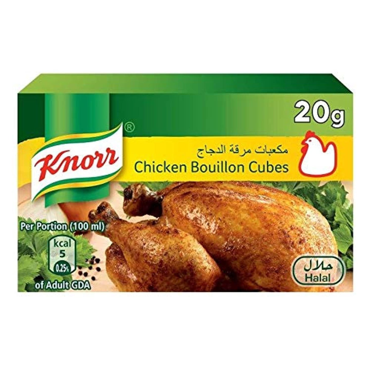 Knorr Chicken Stock Cubes – Instant Halal Chicken Flavor Enhancer 6 x 20g (UAE)