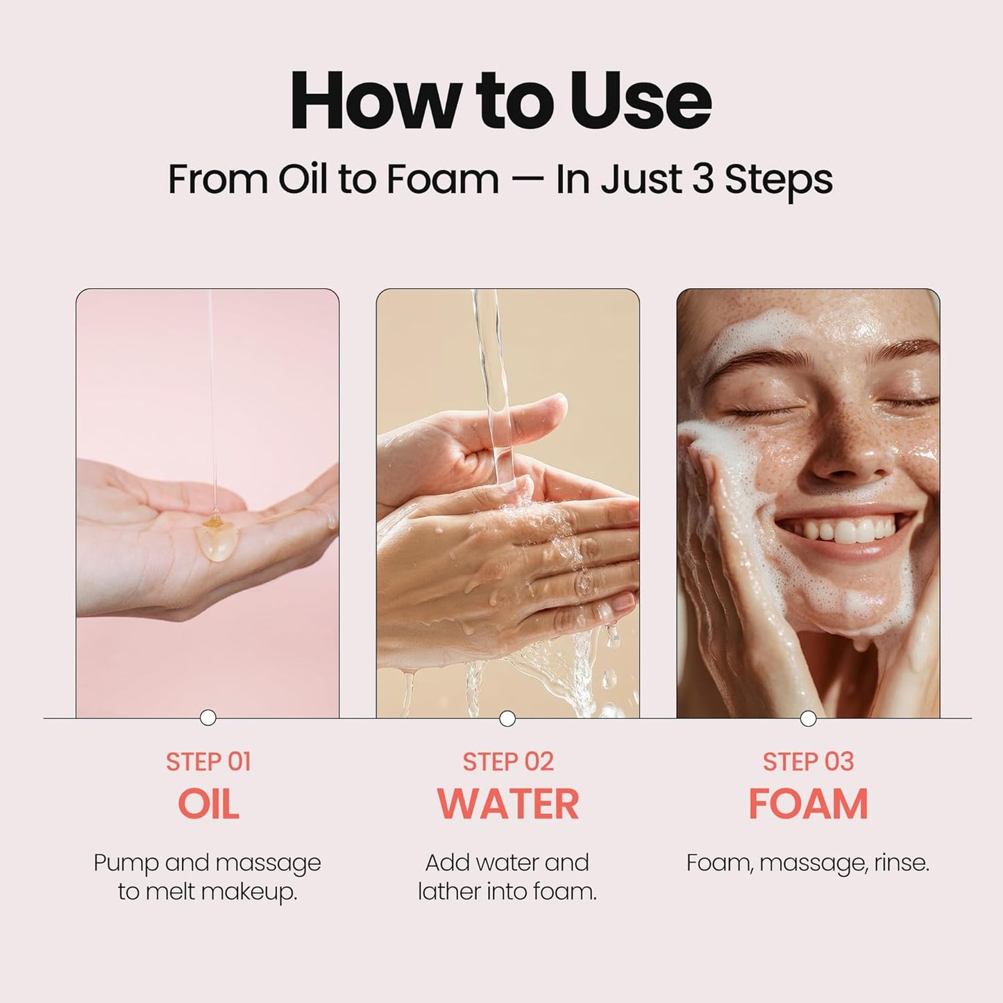 Rose Vitamin Oil to Foam Cleanser | Korean All-in-One Makeup Remover & Pore Minimizer | Hydrating, Brightening, Blackhead Remover for All Skin Types (3.88 fl oz)