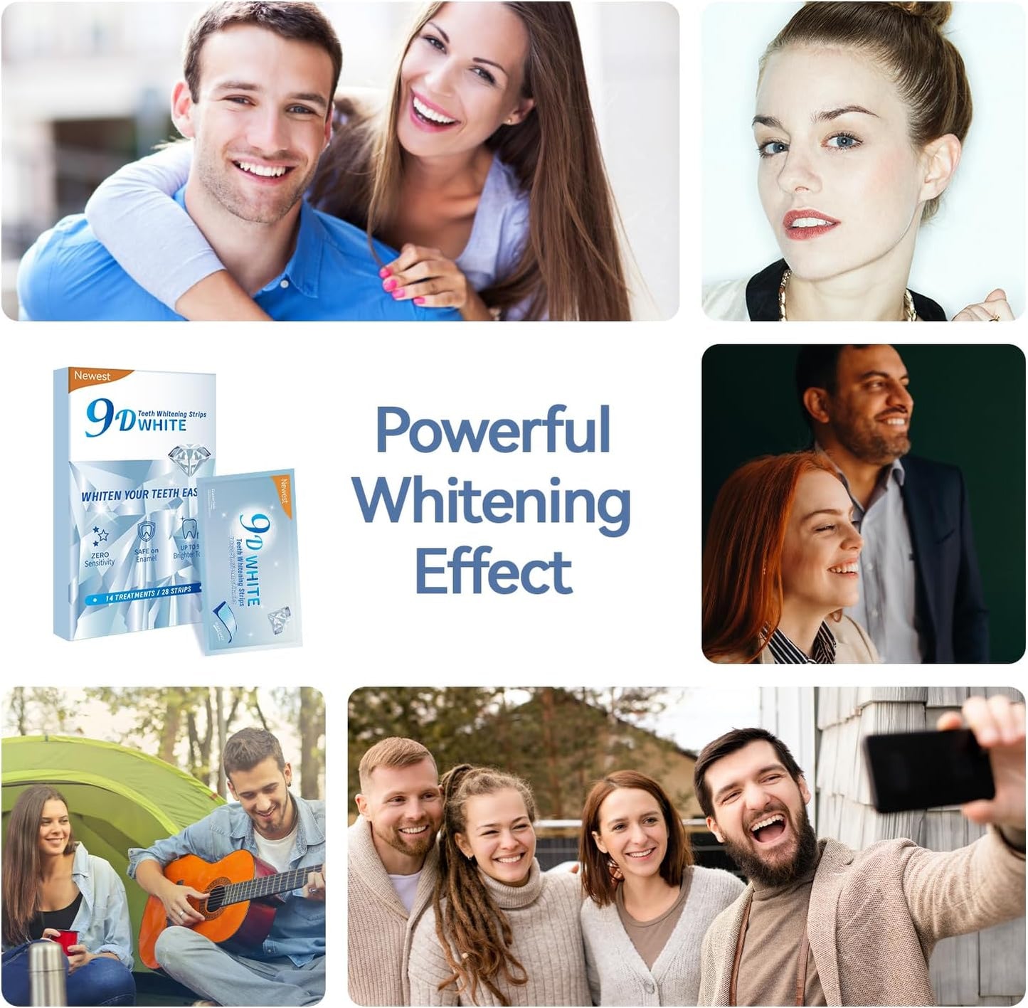 Somall 3-Day Rapid Teeth Whitening Strips – 28 Enamel-Safe Strips for Sensitive Teeth, Professional 9D Formula, Dentist Certified, Coffee & Smoking Stain Removal, Fresh Mint Flavor