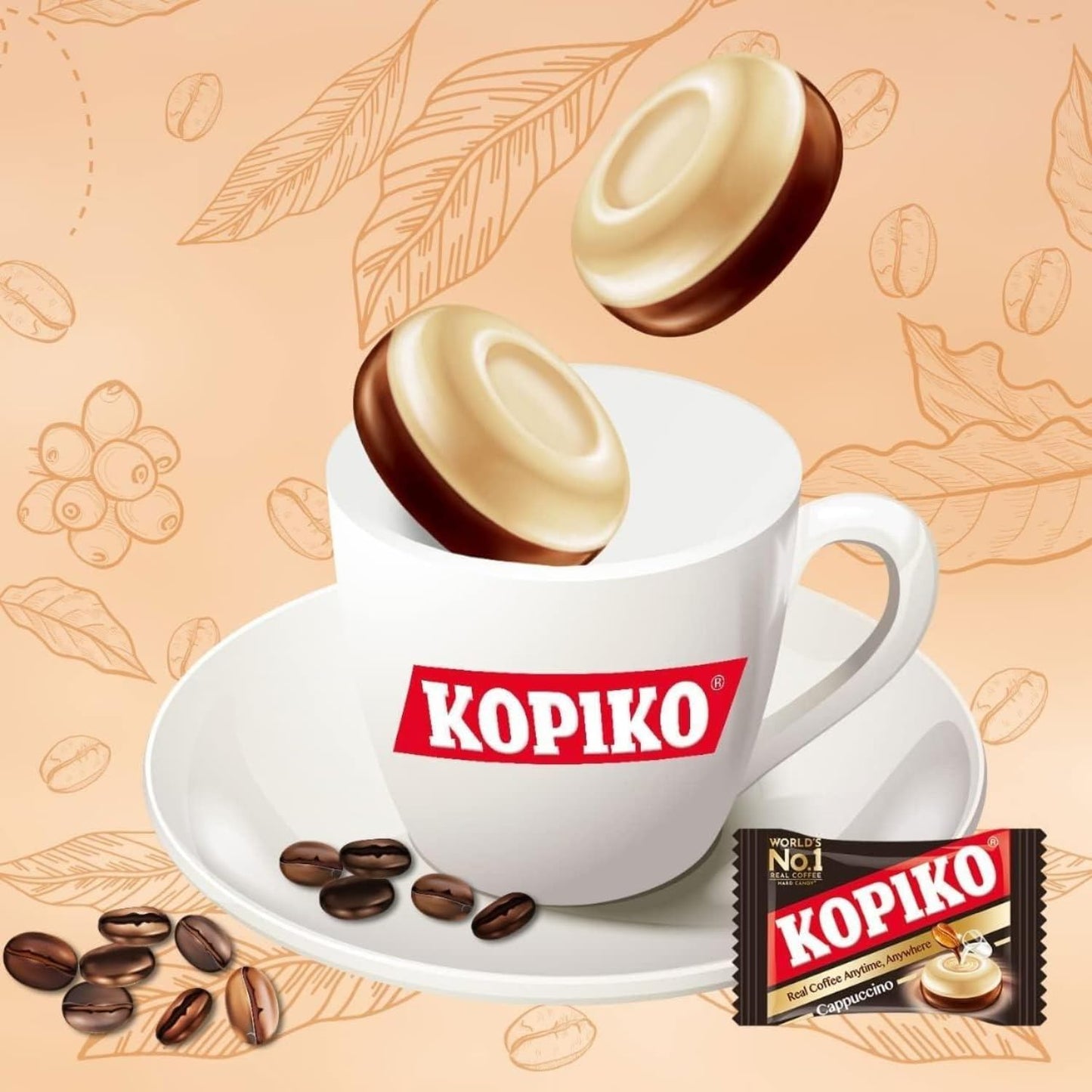 Kopiko Cappuccino Coffee Candy – Real Coffee Extracts, Rich & Creamy Taste, 160g (Imported from Mayora Indonesia)