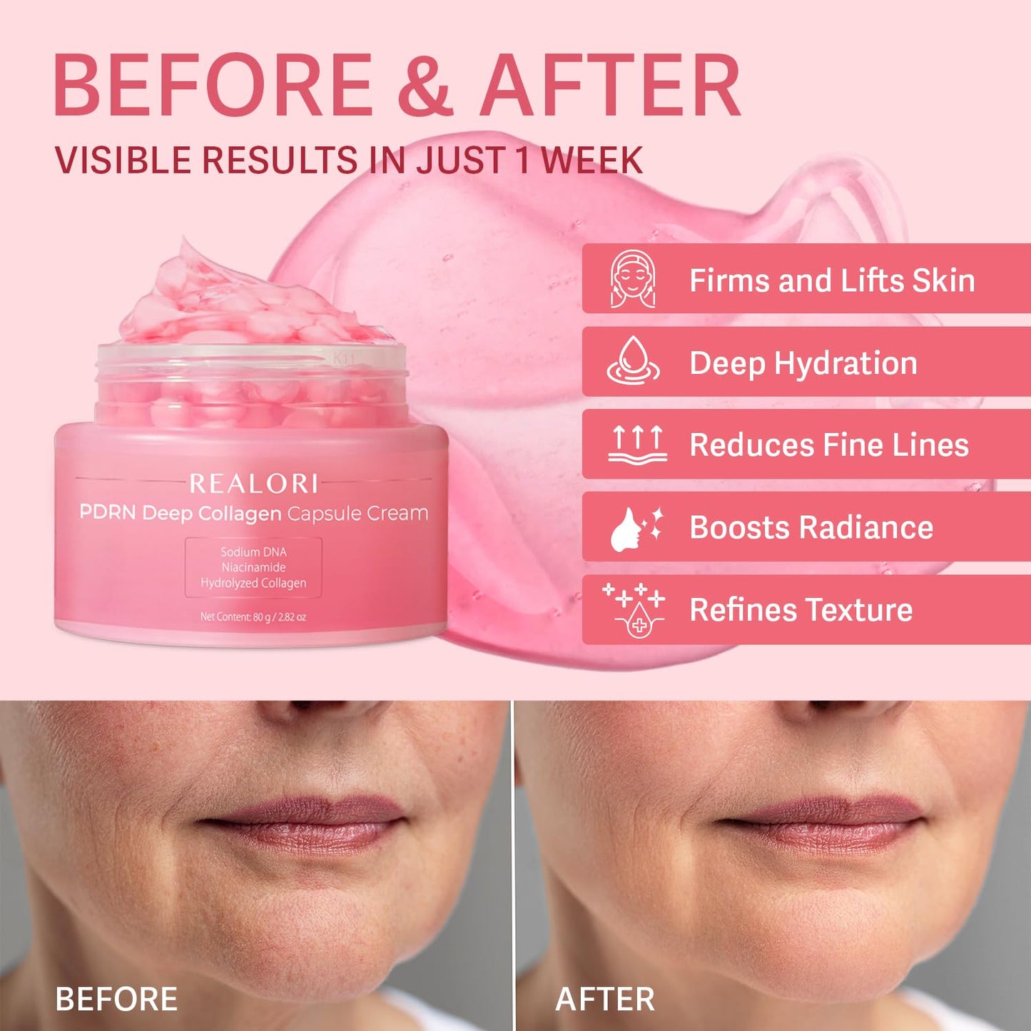 PDRN Capsule Cream with Vitamin C & Collagen – Korean Boba Moisturizer for Glowing, Hydrated & Youthful Skin – 80ml