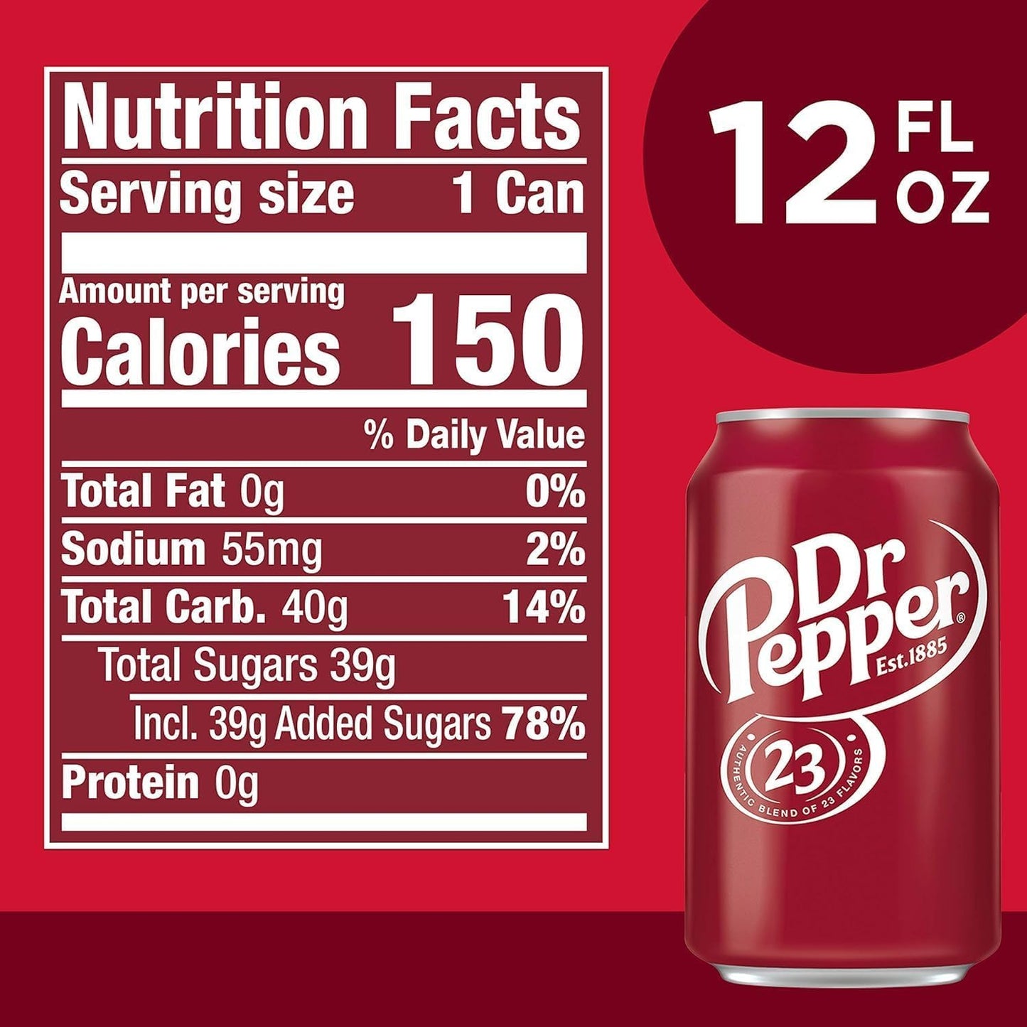 Dr. Pepper Original Classic Soda – 23 Flavour Blend Carbonated Drink 330ml Each Pack of 8 (Imported)