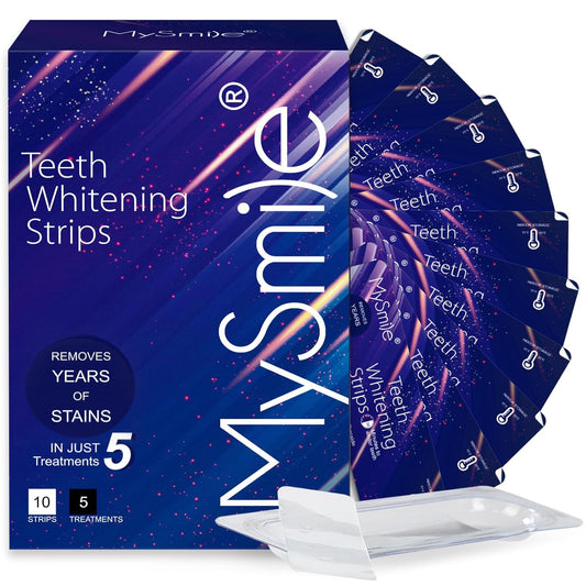 MySmile Advanced Teeth Whitening Strips – 5X Whitening Power, Enamel-Safe & Non-Sensitive – 10 Strips