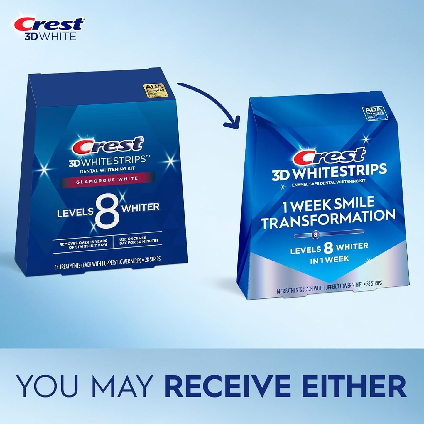 Crest 3D White Glamorous White Whitestrips – 28 Strips | Enamel-Safe Professional Teeth Whitening