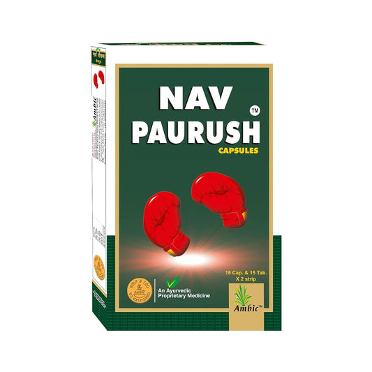 Ambic Nav Paurush Capsules – Ayurvedic Weight Gain & Muscle Growth Supplement for Strength, Stamina & Energy (60 Capsules + Tablets)