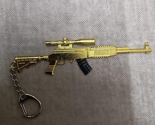 SK.S Gun Miniature Metal Keychain – Golden Alloy Rifle Design | Premium Collectible for Gun Lovers & PU BG Fans