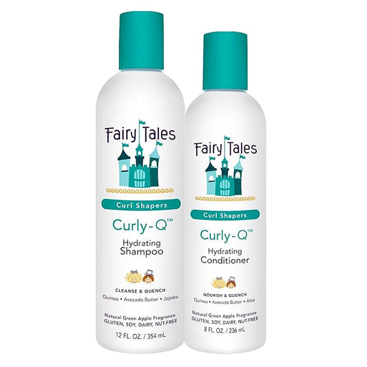 Fairy Tales Curly Q Kids Shampoo & Conditioner Set – Hydrating, Curl-Defining & Frizz Control – Sulfate & Paraben Free – 12oz + 8oz, 2 Pack