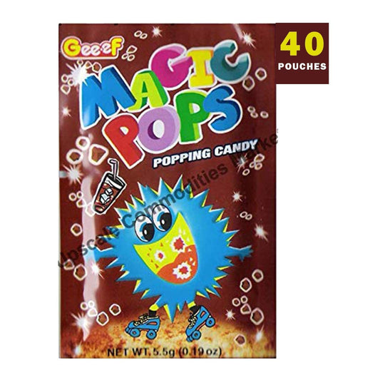 Magic Pops Popping Candy Cola Flavor – Crackling Fizzy Fun Party Pack | 40 Sachets x 5.5g (220g, Imported)