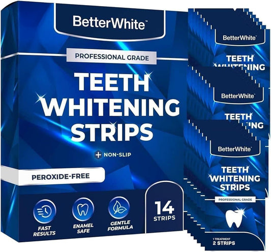 BetterWhite Professional Teeth Whitening Strips – 28 Strips (7 Treatments), Peroxide-Free, Enamel-Safe, Gentle Formula for Sensitive Teeth