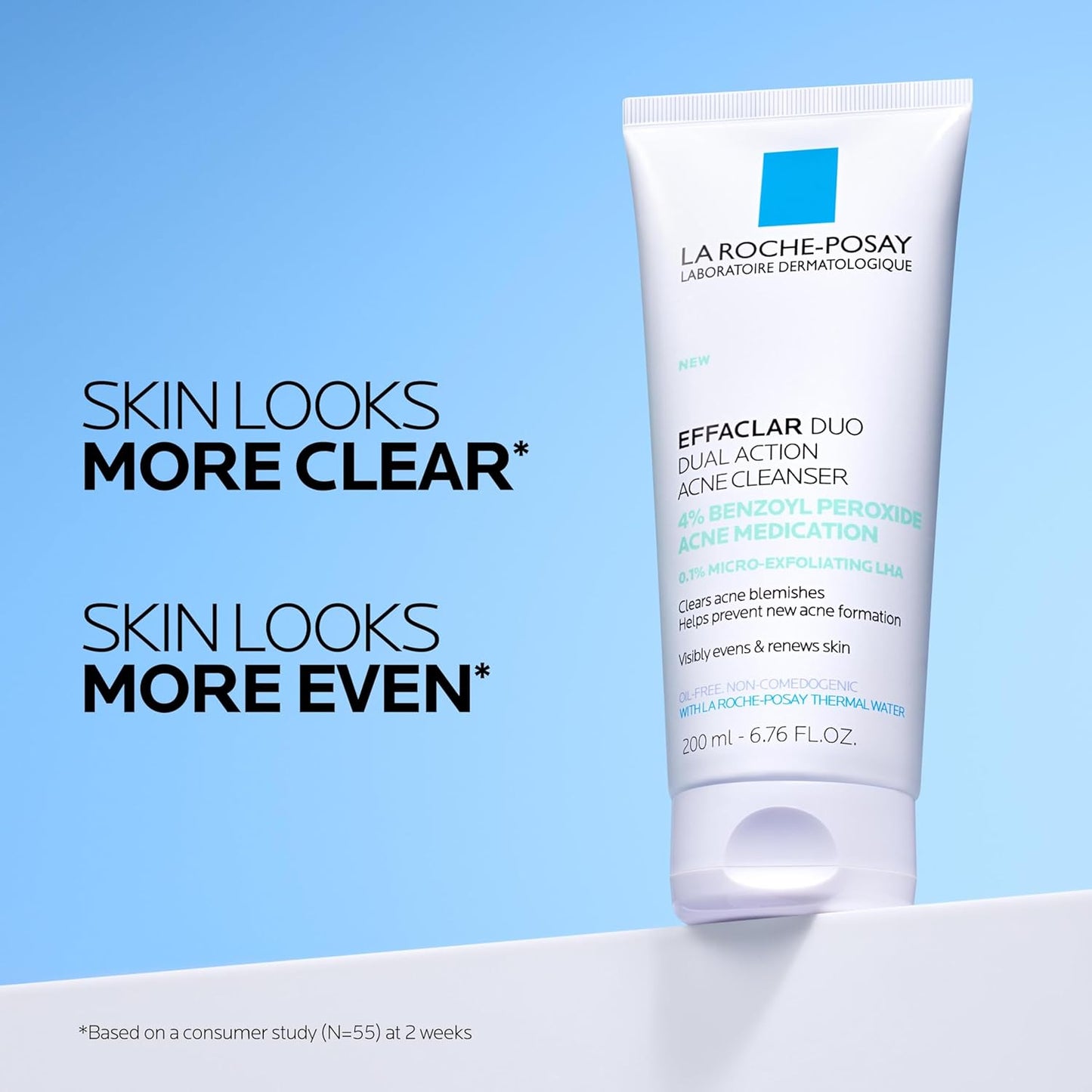 La Roche-Posay Effaclar Dual Acne Face Wash with 4% Benzoyl Peroxide & LHA, 6.76oz