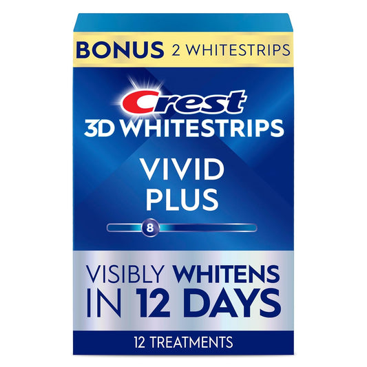 مجموعة تبييض الأسنان Crest 3D Whitestrips Vivid Plus (24 شريطًا)