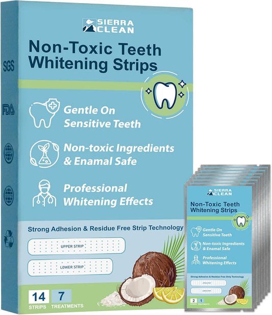 Teeth Whitening Strips – Sierra Clean Enamel-Safe Kit | 7 Treatments for Sensitive Teeth, Fast Stain Removal & Dentist Approved