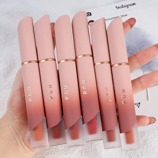 ZUNYSHA 6 Colors Korean Lip Tint Set – Matte Liquid Lipstick, Long-Lasting Waterproof Velvet Gloss, Hydrating & Lightweight Lip Makeup (6 PCS Bundle)