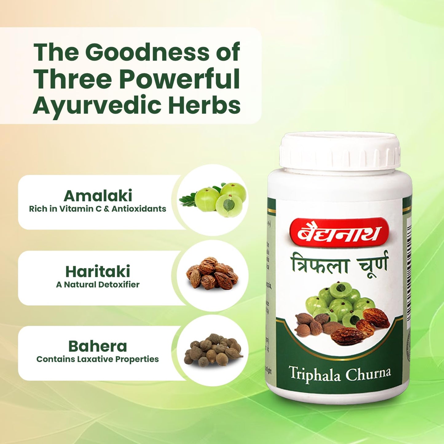 Baidyanath Triphala Churna Powder - 400gm | Supports Healthy Digestive Tract, Helpful in Bowel Wellness, Acidity & Gas Relief (Pack of 1)
