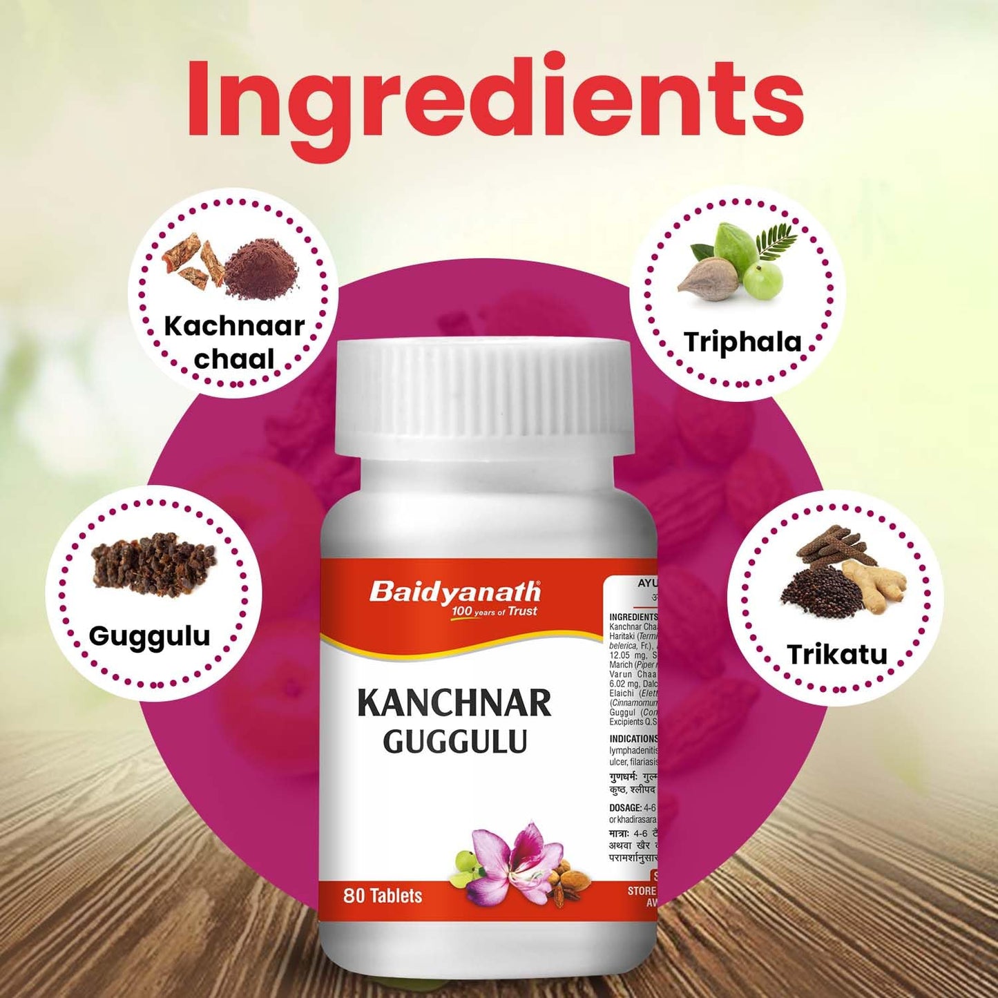 Baidyanath Kanchnar Guggulu – 160 Tablets | An Ayurvedic Formulation | Helpful in Hormonal imbalance, Joint Pains and Eliminate Toxins